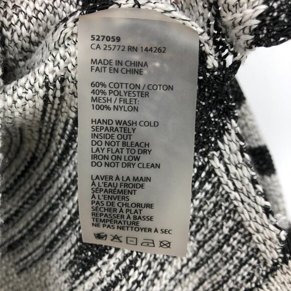 Dex Black Grey Abstract Stripe Long sleeve Polka Dot Mesh neck XS - Picture 11 of 14